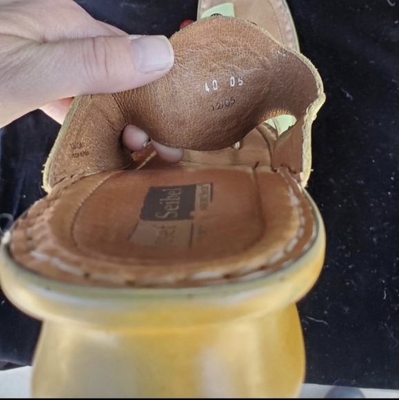 Josef Seibel Leather Round Open Toe with Toe-Loop Slide On Sandals. - Picture 11 of 16